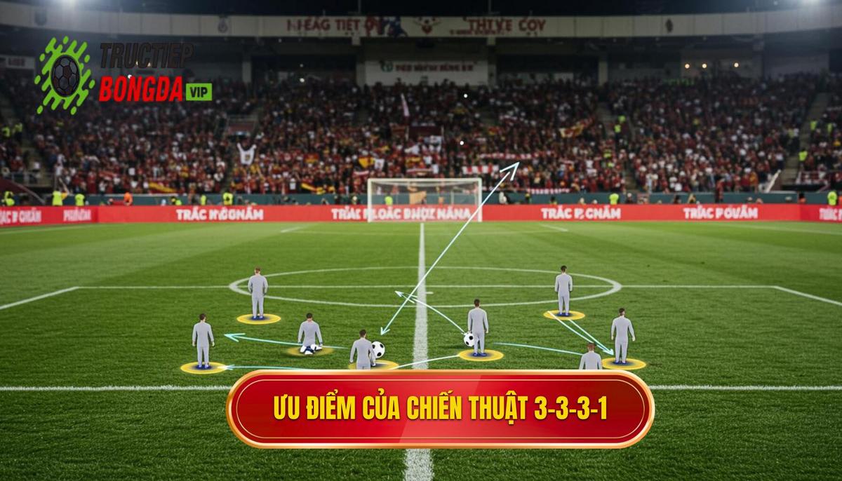 Ưu điểm vượt trội của Chiến thuật bóng đá 3-3-3-1
